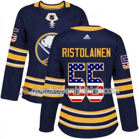 Buffalo Sabres Rasmus Ristolainen 55 Adidas 2017-2018 Navy Blauw USA Flag Fashion Authentic Shirt - Dames